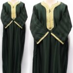 Moroccan Summer 3-Quarter Sleeve Army Green & Gold Thobe