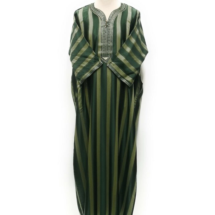 Moroccan Summer 3-Quarter Sleeve Green Striped Thobe