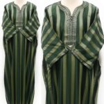 Moroccan Summer 3-Quarter Sleeve Green Striped Thobe