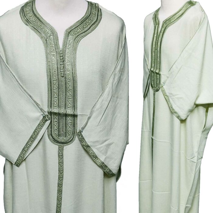 Moroccan Rich Cotton 3-Quarter Sleeve Thobe Light Green