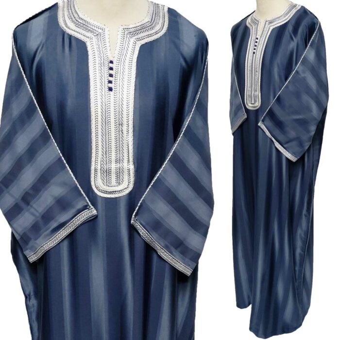 Moroccan Grey Rich Cotton 3-Quarter Sleeve Thobe