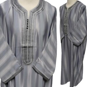 Moroccan 3/4 Sleeve Cotton Blend Grey Thobe