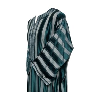 M3qs Grngry 0044 Moroccan Green Cotton Blend 3 Quarter Sleeve Thobe Jubba Dishdasha0044 (4)