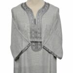 M3qs Gryctnn 007 Men Moroccan Grey 3 Quarter Sleeves Thobe Jubba Kandora (64)