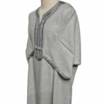 M3qs Gryctnn 007 Men Moroccan Grey 3 Quarter Sleeves Thobe Jubba Kandora (65)