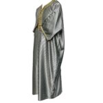 M3qs Gryfngld 0028 Moroccan Grey Stripe Cotton Blend 3 Quarter Sleeve Thobe Jubba Dishdasha Kandora0216 192509