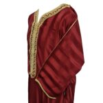 M3qs Margold 0079 Moroccan Maroon Cotton Blend 3 Quarter Sleeve Thobe Jubba Dishdasha Kandorah 0079 (4)