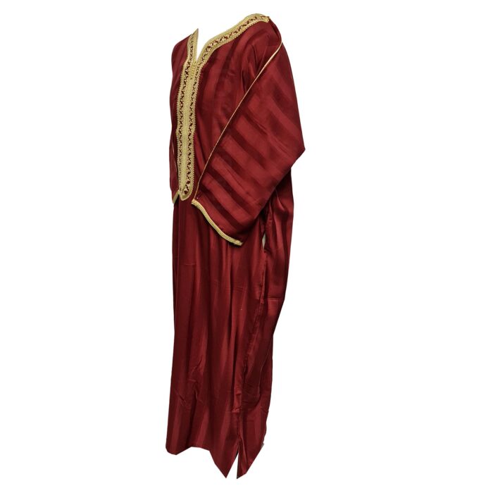 M3qs Margold 0079 Moroccan Maroon Cotton Blend 3 Quarter Sleeve Thobe Jubba Dishdasha Kandorah 0079 (5)