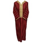 M3qs Margold 0079 Moroccan Maroon Cotton Blend 3 Quarter Sleeve Thobe Jubba Dishdasha Kandorah 0079 (6)