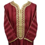 M3qs Margold 0079 Moroccan Maroon Cotton Blend 3 Quarter Sleeve Thobe Jubba Dishdasha Kandorah 0079 (7)