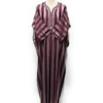 Moroccan Summer 3-Quarter Sleeve Maroon Striped Thobe