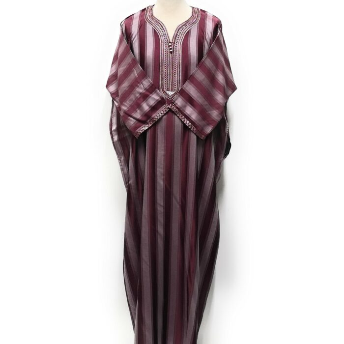 Moroccan Summer 3-Quarter Sleeve Maroon Striped Thobe