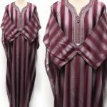 Moroccan Summer 3-Quarter Sleeve Maroon Striped Thobe