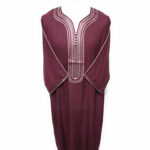 Moroccan Rich Cotton 3-Quarter Sleeve Maroon Thobe