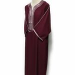 Moroccan Rich Cotton 3-Quarter Sleeve Maroon Thobe