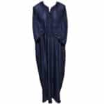 M3qs Navwpc 1111 Moroccan Cotton Blend Navy Blue 3 Quarter Sleeve Thobe Jubba Kandora Dishdasha (2)