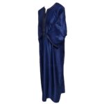 M3qs Navwpc 1112 Moroccan Cotton Blend Navy Blue 3 Quarter Sleeve Thobe Jubba Kandora Dishdasha (5)
