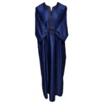 M3qs Navwpc 1112 Moroccan Cotton Blend Navy Blue 3 Quarter Sleeve Thobe Jubba Kandora Dishdasha (6)