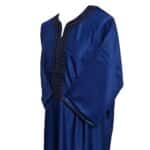 M3qs Navwpc 1118 Moroccan Cotton Blend Navy Blue 3 Quarter Sleeve Thobe Jubba Kandora Dishdasha (1)