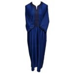 M3qs Navwpc 1118 Moroccan Cotton Blend Navy Blue 3 Quarter Sleeve Thobe Jubba Kandora Dishdasha (3)