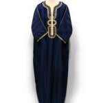 Moroccan Summer 3-Quarter Sleeve Thobe Navy & Gold