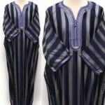 Moroccan Summer 3-Quarter Sleeve Navy & Blue Striped Thobe