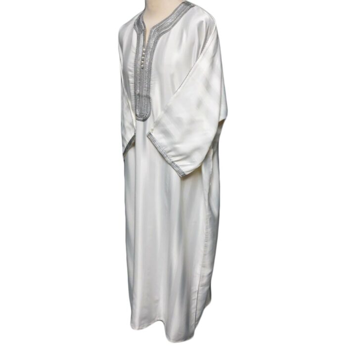 Moroccan 3/4 Sleeve Off-White/Grey Thobe