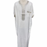Moroccan Rich Cotton 3-Quarter Sleeve Thobe Off-White