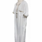 Moroccan Rich Cotton 3-Quarter Sleeve Thobe Off-White