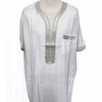 Moroccan Rich Cotton 3-Quarter Sleeve Thobe Off-White
