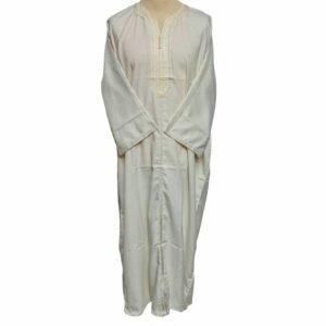 M3qs Ofwttctnn 0014 Men Moroccan Off White 3 Quarter Sleeves Thobe Jubba Kandora (32)