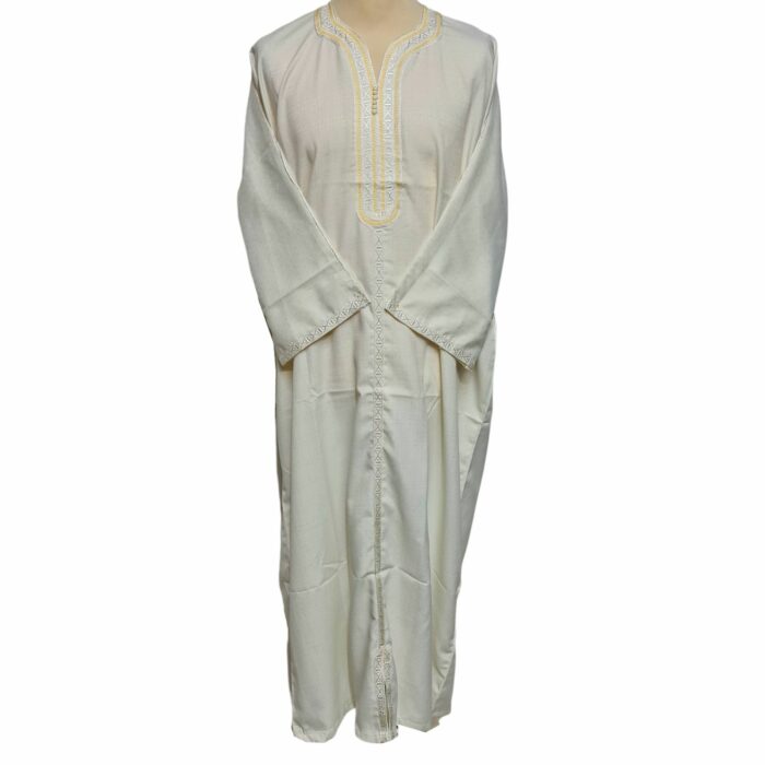 M3qs Ofwttctnn 0014 Men Moroccan Off White 3 Quarter Sleeves Thobe Jubba Kandora (32)
