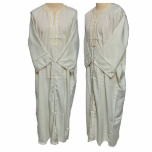 M3qs Ofwttctnn 0014 Men Moroccan Off White 3 Quarter Sleeves Thobe Jubba Kandora (33)