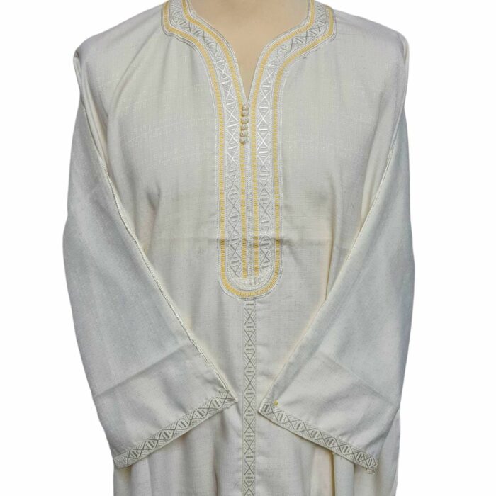 M3qs Ofwttctnn 0014 Men Moroccan Off White 3 Quarter Sleeves Thobe Jubba Kandora (34)