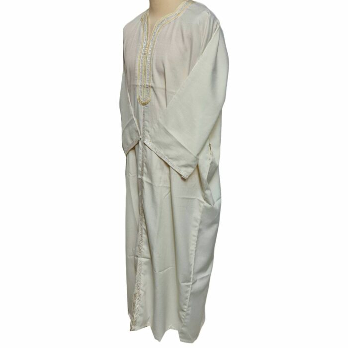 M3qs Ofwttctnn 0014 Men Moroccan Off White 3 Quarter Sleeves Thobe Jubba Kandora (36)