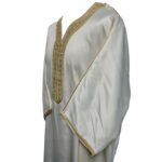 M3qs Plncrmm Aa5 Moroccan Cream Cotton Blend 3 Quarter Sleeve Thobe Jubba Dishdasha Kandorah (1)