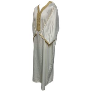 M3qs Plncrmm Aa5 Moroccan Cream Cotton Blend 3 Quarter Sleeve Thobe Jubba Dishdasha Kandorah (3)