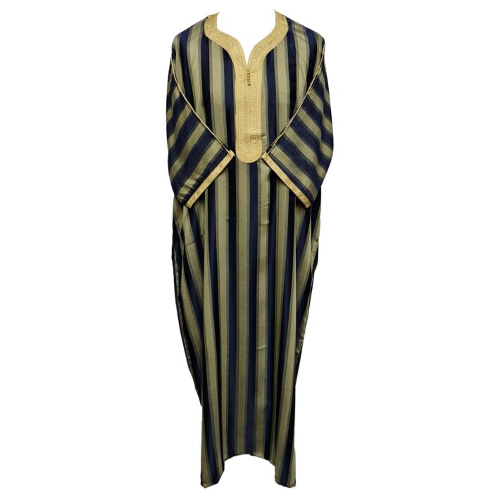 M3qs Rachchp 002 Moroccan Navy Gold Cotton Blend Light Weight 3 Quarter Sleeve Thobe Jubba Dishdasha0414 012008