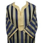 M3qs Rachchp 002 Moroccan Navy Gold Cotton Blend Light Weight 3 Quarter Sleeve Thobe Jubba Dishdasha0414 012013