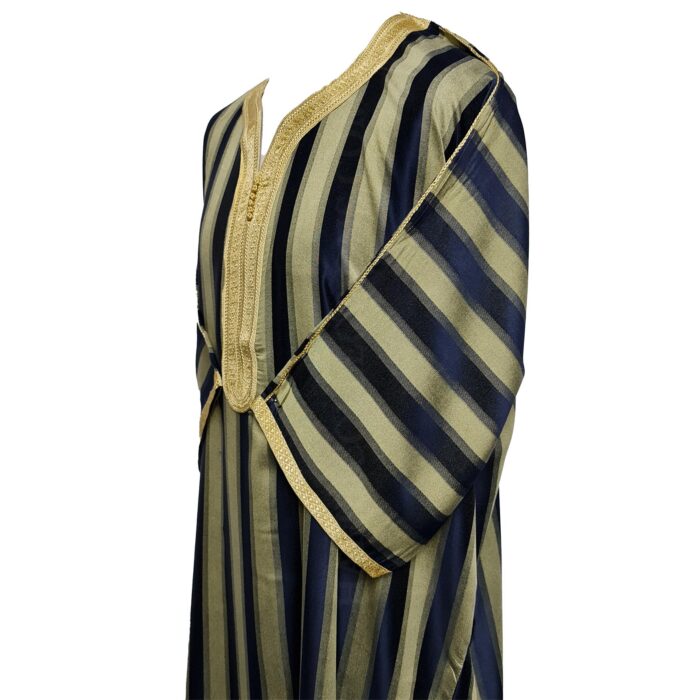 M3qs Rachchp 002 Moroccan Navy Gold Cotton Blend Light Weight 3 Quarter Sleeve Thobe Jubba Dishdasha0414 012018