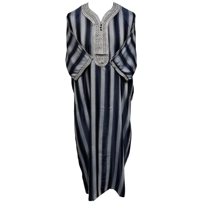 M3qs Rachchp 010 Moroccan Navy Blue Cotton Blend Light Weight 3 Quarter Sleeve Thobe Jubba Dishdasha0414 005906