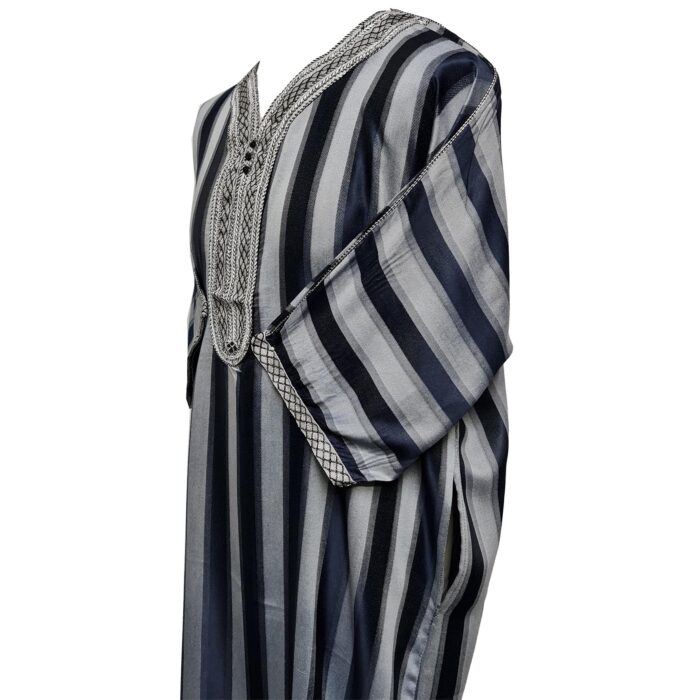 M3qs Rachchp 010 Moroccan Navy Blue Cotton Blend Light Weight 3 Quarter Sleeve Thobe Jubba Dishdasha0414 005928