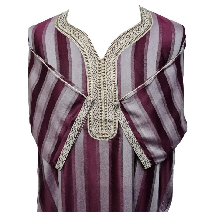 M3qs Rachchp 013 Moroccan Burgundy Cotton Blend Light Weight 3 Quarter Sleeve Thobe Jubba Dishdasha (2)
