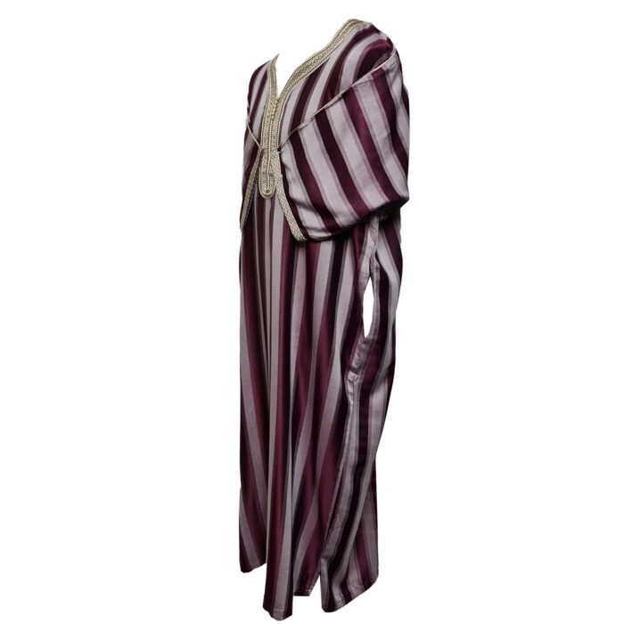 M3qs Rachchp 013 Moroccan Burgundy Cotton Blend Light Weight 3 Quarter Sleeve Thobe Jubba Dishdasha (3)
