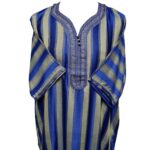M3qs Rachchp 016 Moroccan Blue Cotton Blend Light Weight 3 Quarter Sleeve Thobe Jubba Dishdasha0414 011659