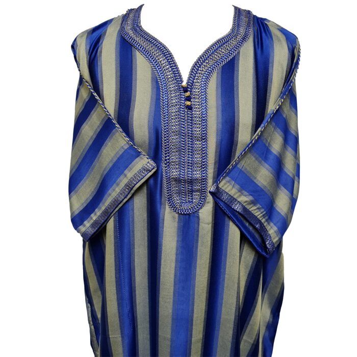 M3qs Rachchp 016 Moroccan Blue Cotton Blend Light Weight 3 Quarter Sleeve Thobe Jubba Dishdasha0414 011659