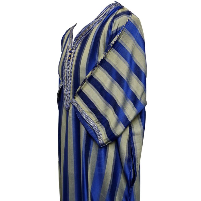M3qs Rachchp 016 Moroccan Blue Cotton Blend Light Weight 3 Quarter Sleeve Thobe Jubba Dishdasha0414 011705