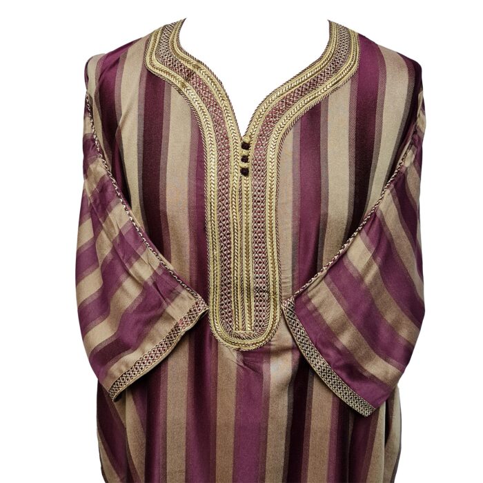 M3qs Rachchp 020 Moroccan Burgundy Cotton Blend Light Weight 3 Quarter Sleeve Thobe Jubba Dishdasha (3)