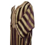 M3qs Rachchp 021 Moroccan Burgundy Cotton Blend Light Weight 3 Quarter Sleeve Thobe Jubba Dishdasha (3)