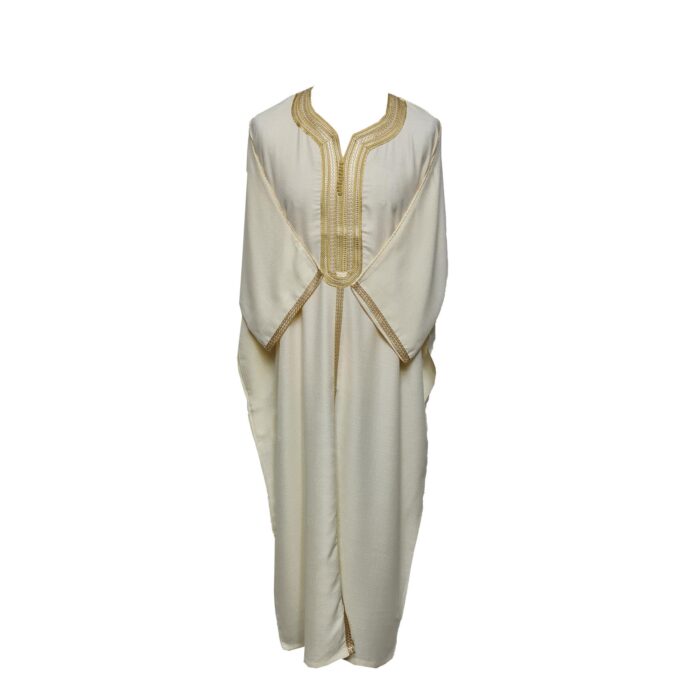 M3qs Rchcttn 1001 Men Moroccan Cream Rich Cotton 3 Quarter Sleeve Thobe Jubba Dishdasha 224614